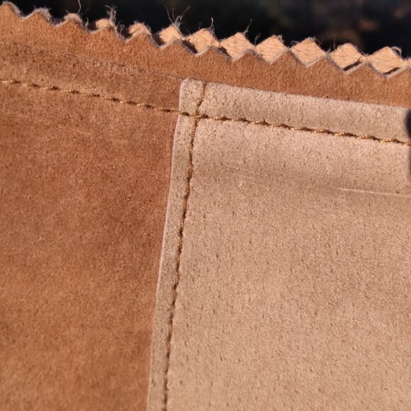 Limited Too Vintage 90's 3 Shades of Brown Suede Patchwork Mini Skirt Sz 16 - Picture 2 of 7